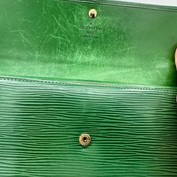 LV Louis Vuitton Green Epi Long Wallet